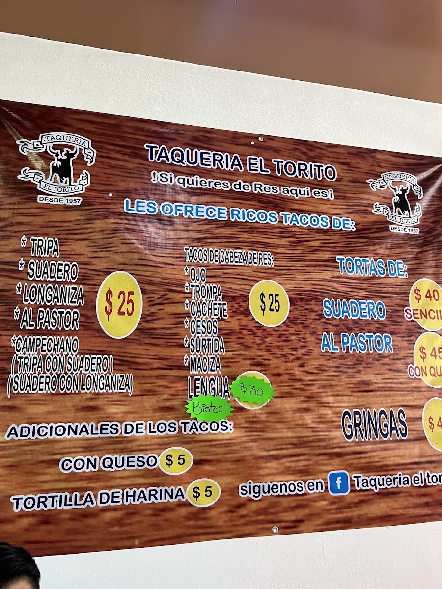 El Torito Tacos Menu - Image 1